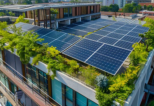 panneaux solaire au dessus hangar